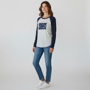 Shark Shark - Navy/Gray Baseball Shirt - S/M